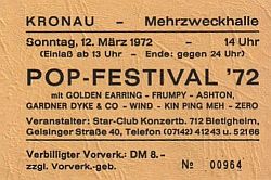 Golden Earring show ticket#964 March 12 1972 Kronau - Mehrzweckhalle